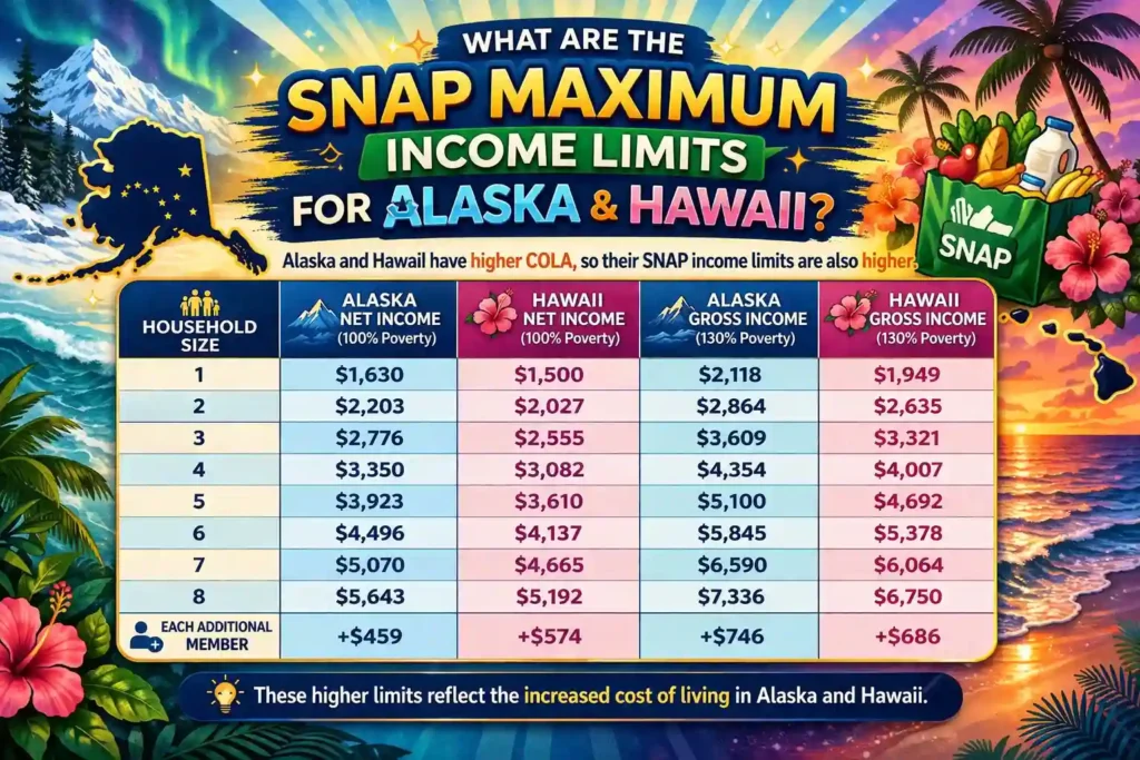 What are the SNAP Maximum Income Limits for Alaska & Hawaii