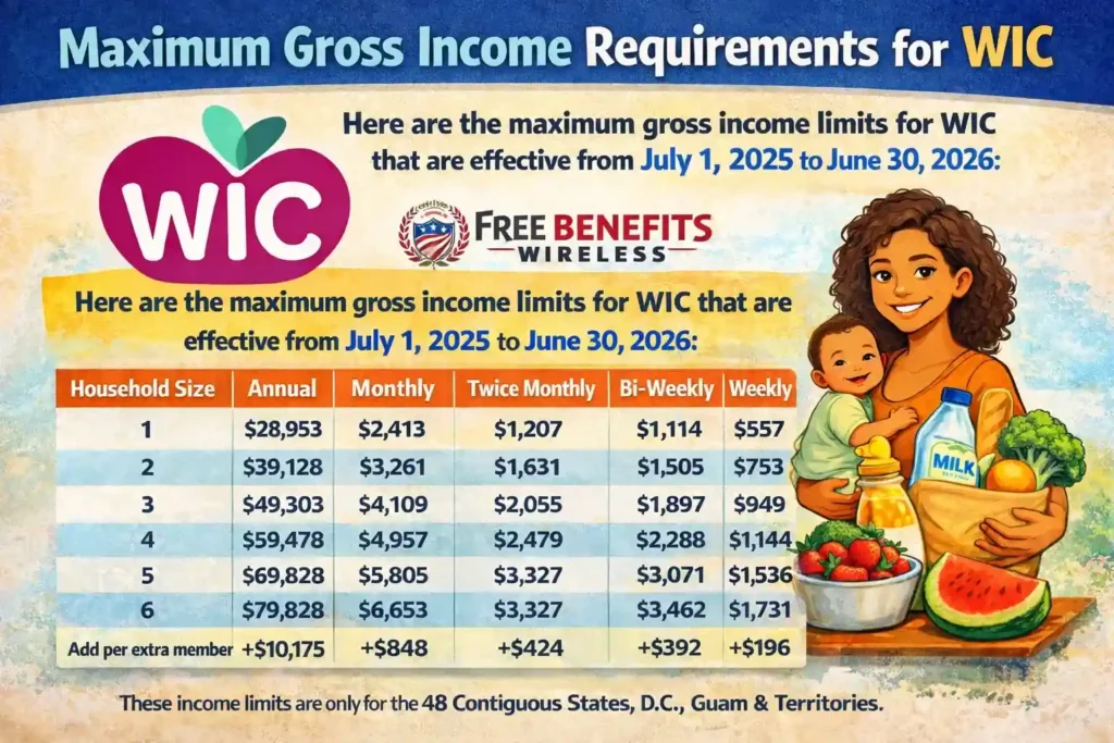 Maximum Gross Income Requirements for WIC