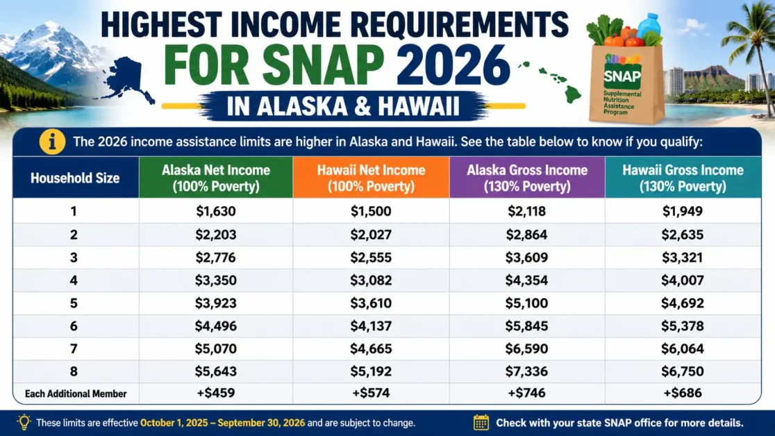 Highest Income Requirements for SNAP 2026 In Alaska & Hawaii