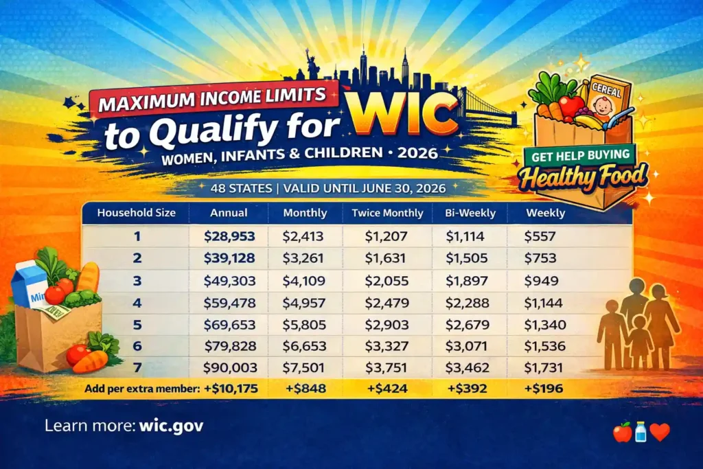 Maximum Income Limits for WIC 2026