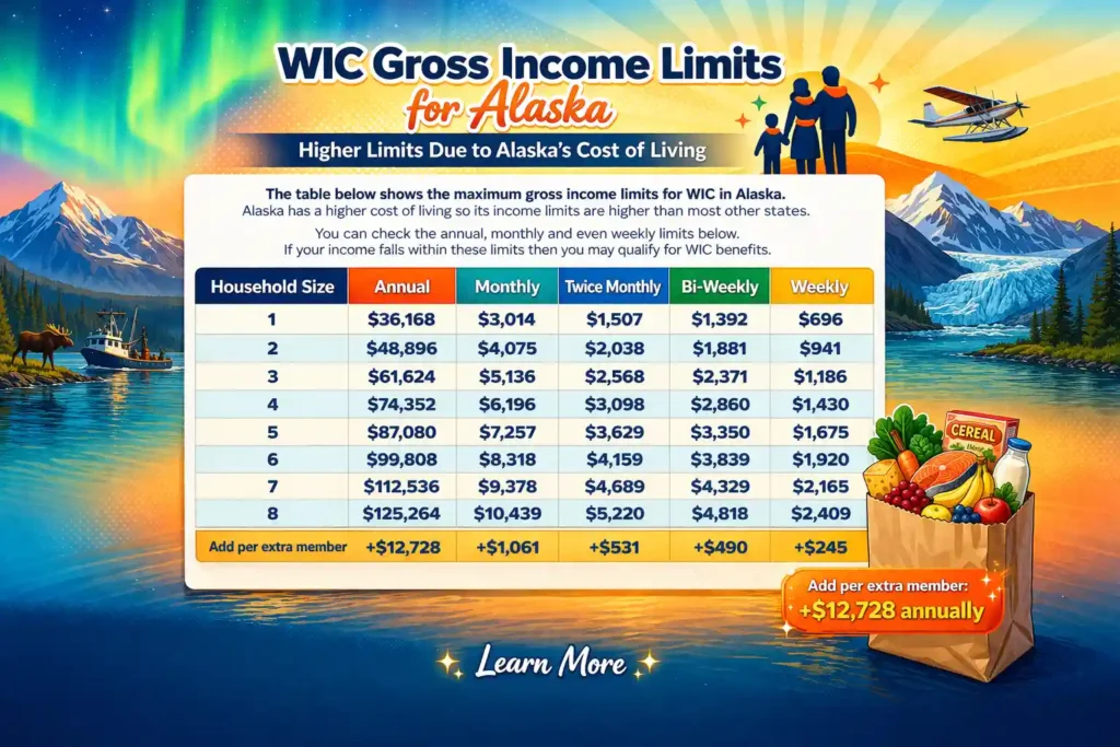 WIC Gross Income Limits for Alaska