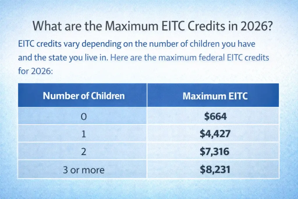 What are the Maximum EITC Credits in 2026