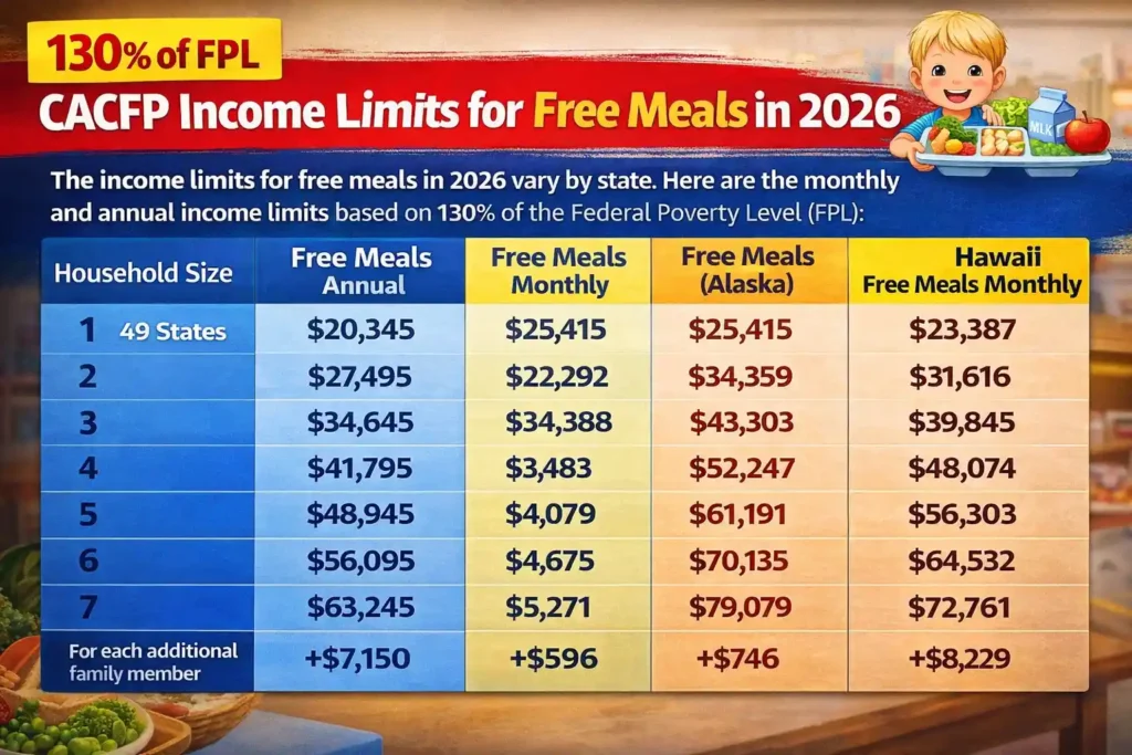CACFP Income Limits for Free Meals in 2026