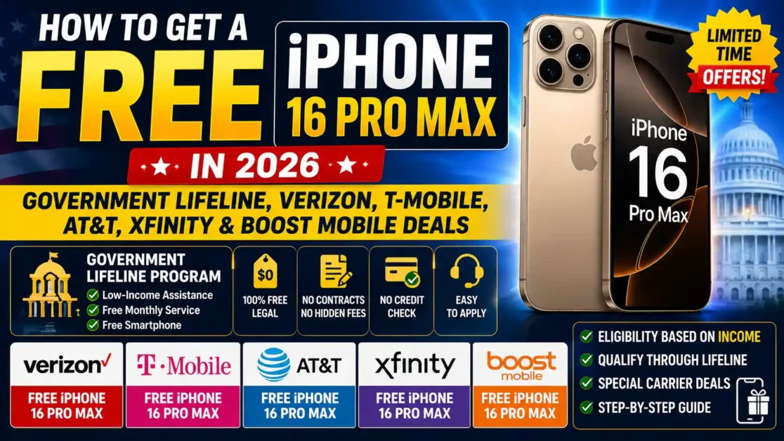 How to Get a Free iPhone 16 Pro Max in 2026 Government Lifeline, Verizon, T-Mobile, AT&T, Xfinity & Boost Mobile Deals