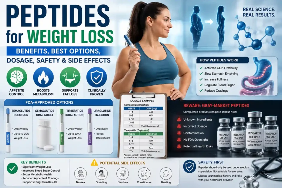 Peptides for Weight Loss: Benefits, Best Options, Dosage, Safety, and Side Effects 